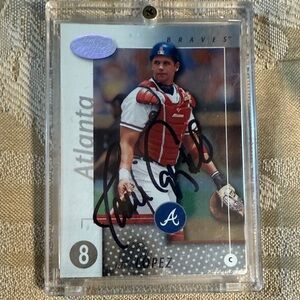 Certified autographed Javy Lopez Atlanta Braves baseball card